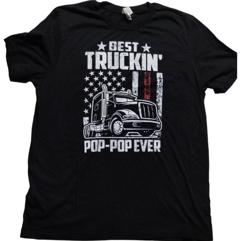 Father's Day Best Trucker Pop-Pop Ever‎ Graphic T-Shirt USA Strong Black Mens XL